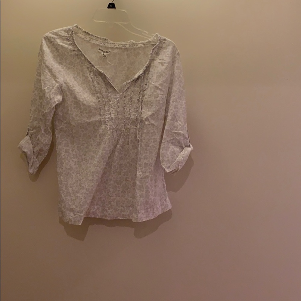 Aeropostale Womens Blouse White Floral M